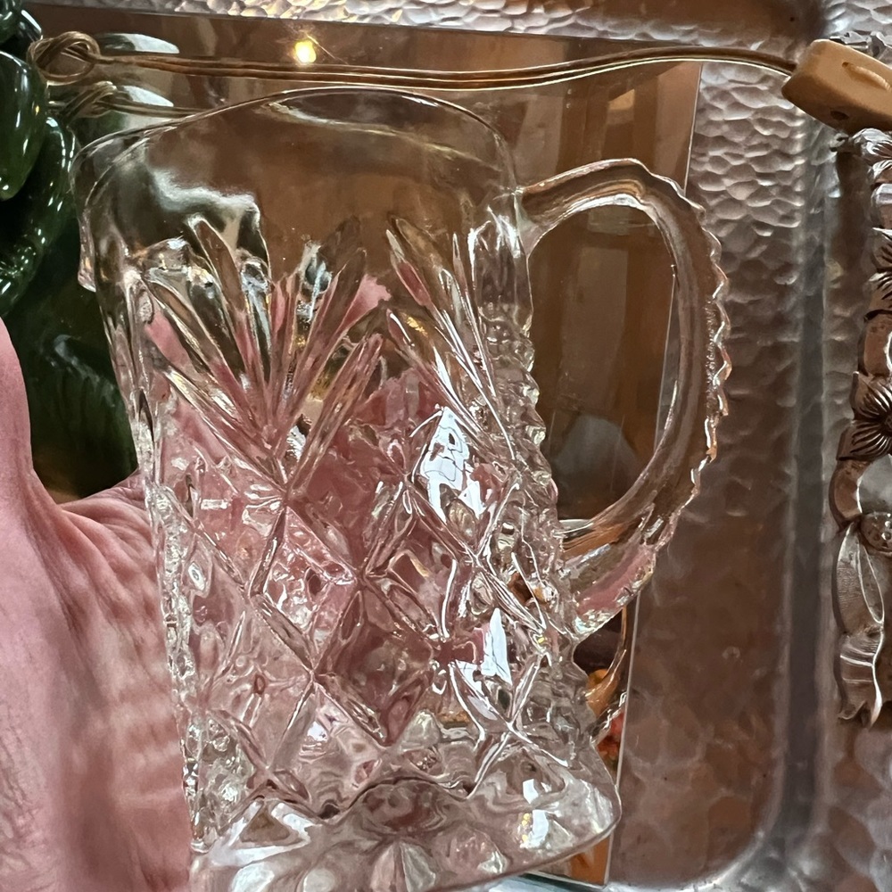 Small Clear Pressed Glass Syrup Pitcher MCM - Picture 5 of 9